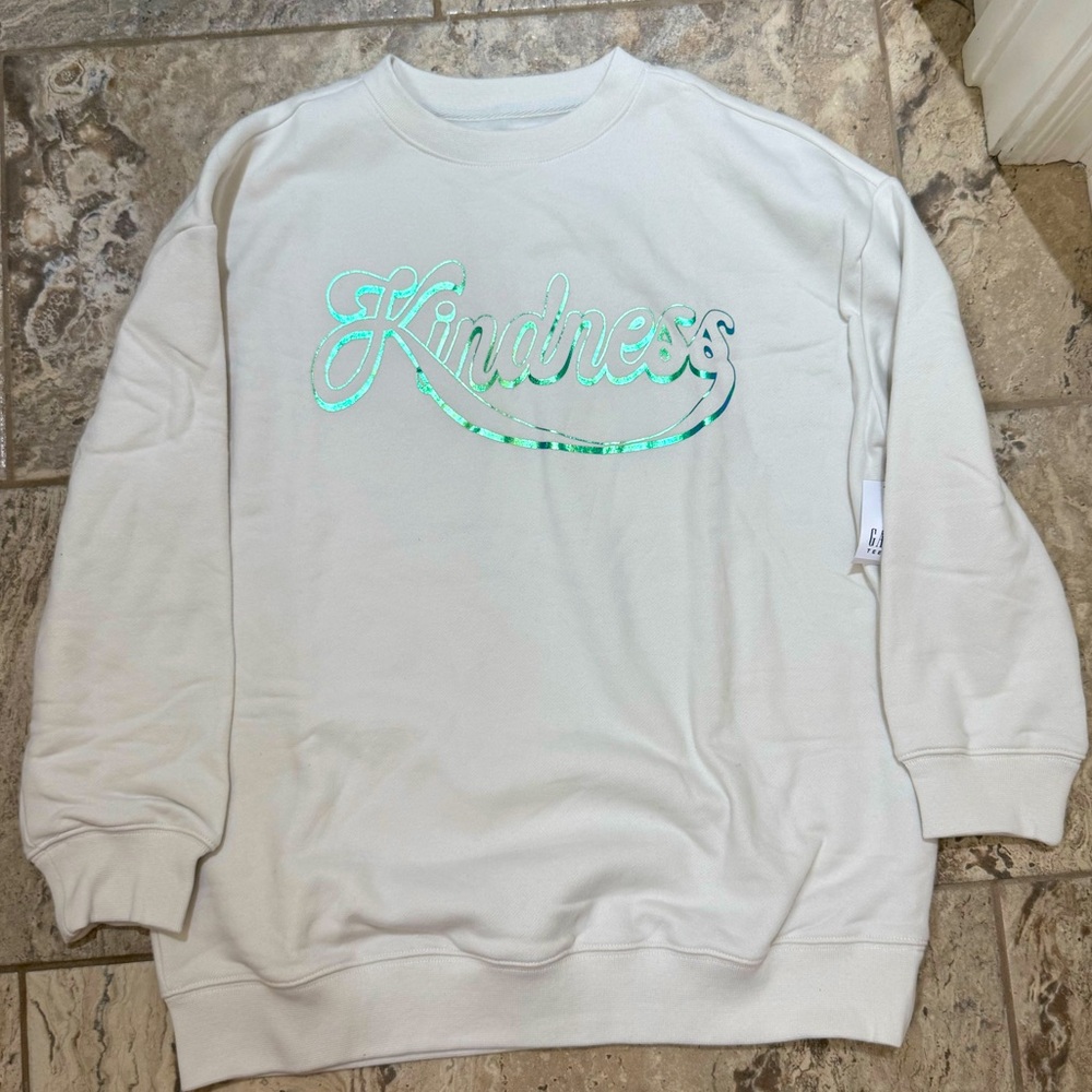 NWT size Large Gap White 'Kindness' Sweater